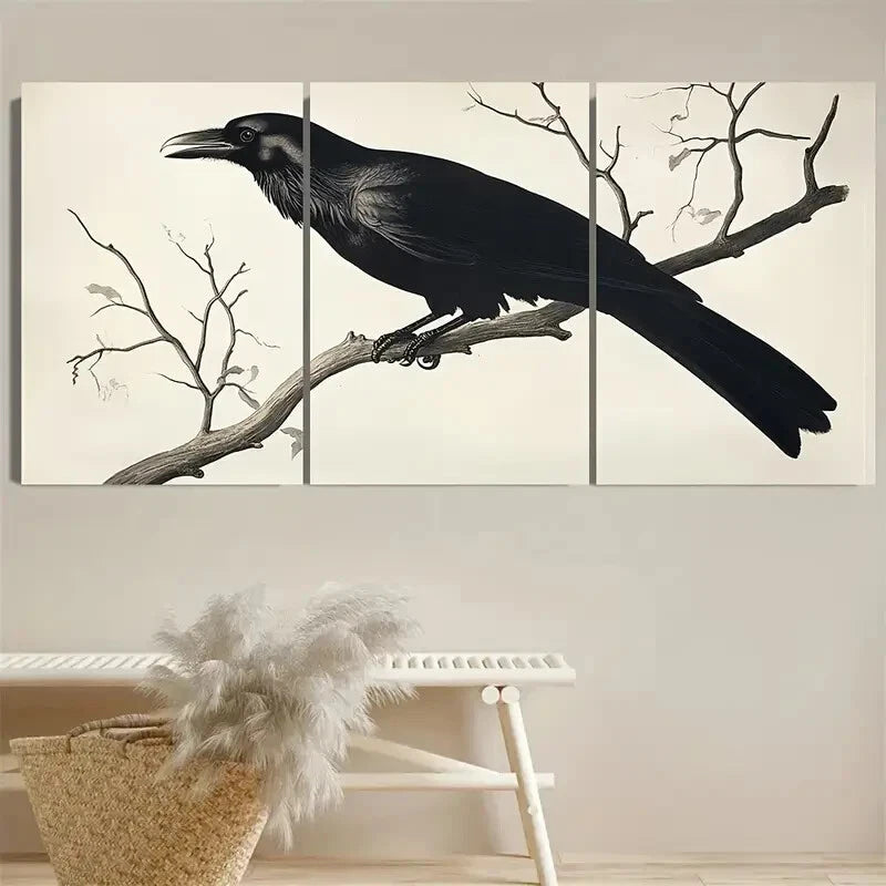 3pcs Featuring Birds of America with Witchy Design Metal Print Ready to Hang Art - Bella Home Decor