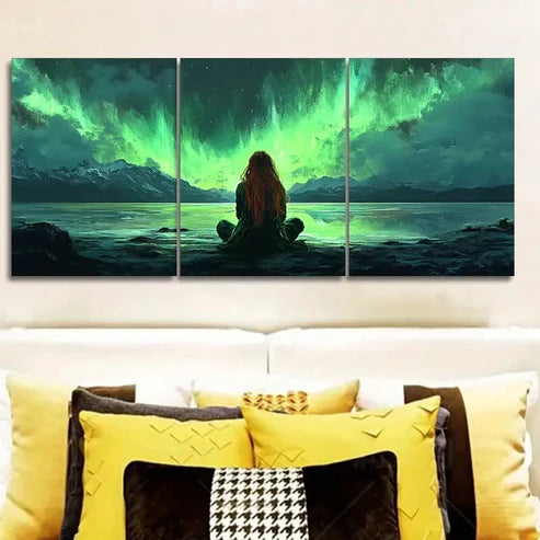 3pcs Northern Lights & Mountain Landscape Wall Art Canvas Unframed - High Quality Print 100% Australian Made Wall Canvas
