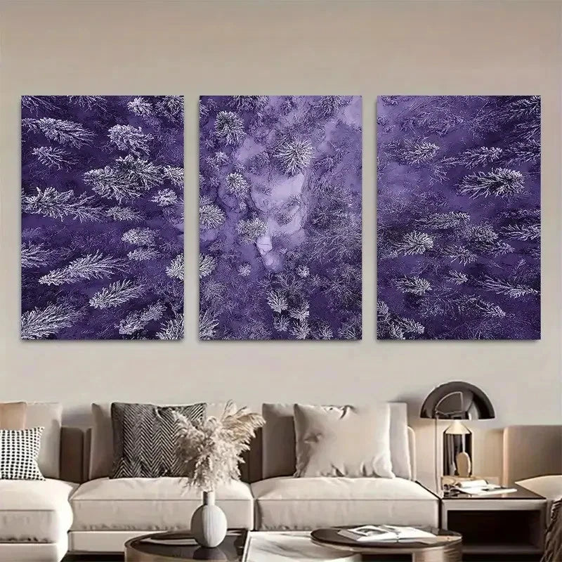3pcs Evergreen Trees Aerial Photo Metal Print Ready to Hang Art