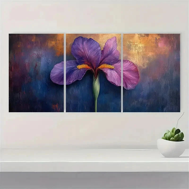 3pcs Iris Painting Print Green Art Metal Print Ready to Hang Art - Bella Home Decor