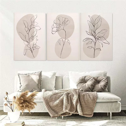3pcs Botanical Abstract Leaf Painting Wall Art Set Canvas Framed 60x90cm - High Quality Print 100% Australian Made Wall Canvas Ready to Hang