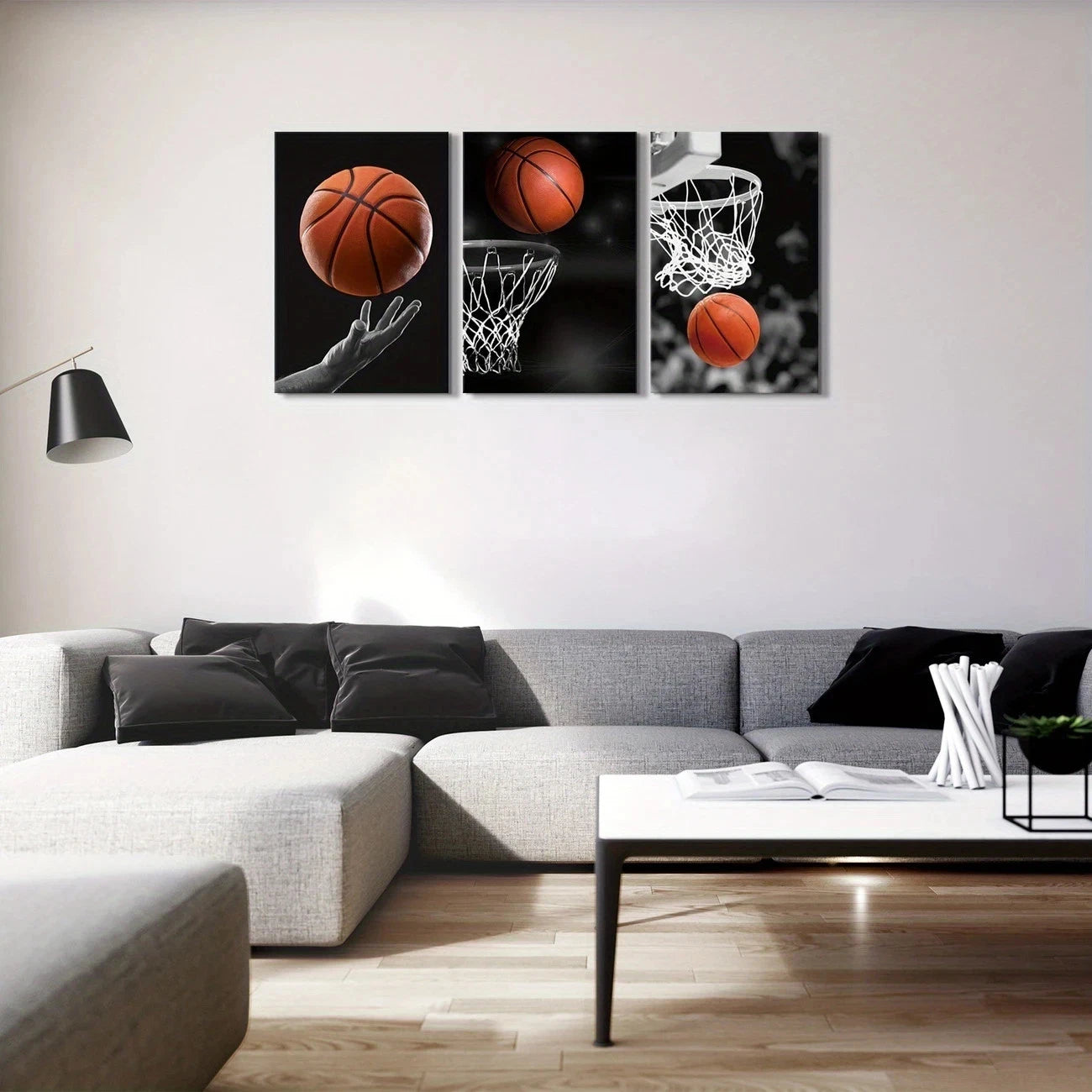 3pcs Basketball Theme Classic Modern Style Metal Print Ready to Hang Art - Bella Home Decor