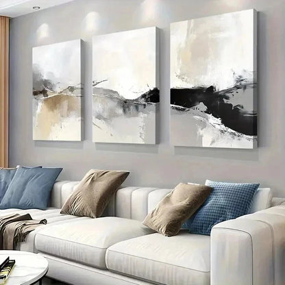 3pcs Neutral Tones, Minimalist Geometric Wall Art Set Canvas Framed 60x90cm - High Quality Print 100% Australian Made Wall Canvas Ready to Hang - Bella Home Decor
