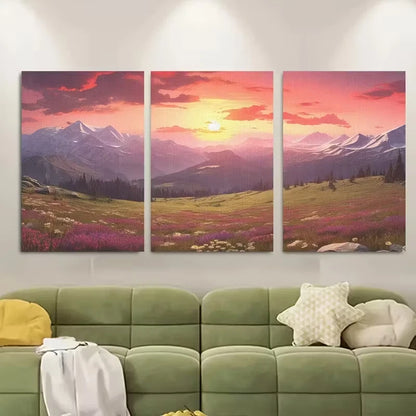 3pcs Snowy Mountain Range Metal Print Ready to Hang Art