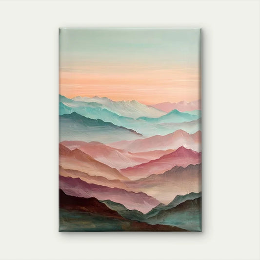 Pastel Mountain Watercolor Painting 60x90cm Metal Print Ready to Hang