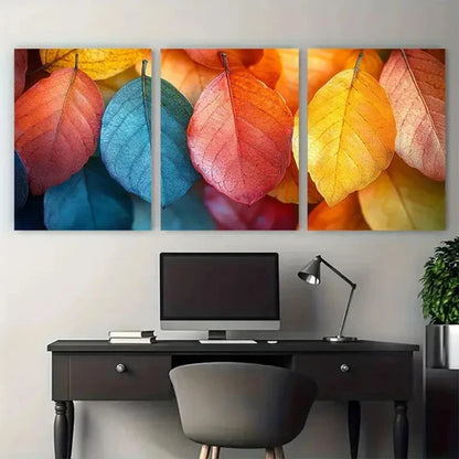 3pcs Vibrant Autumn Leaves Décor Perfect Wall Art Set Canvas Unframed - High Quality Print 100% Australian Made Wall Canvas