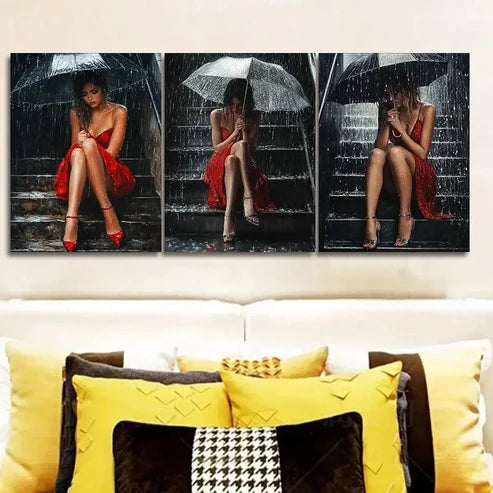 3pcs The Girl on the Stairs Wall Art Set Canvas Unframed - High Quality Print 100% Australian Made Wall Canvas