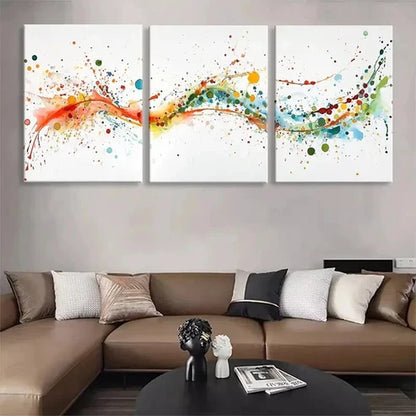 3pcs Colorful Abstract Fluid Vibrant Splash Wall Art Set Canvas Unframed - High Quality Print 100% Australian Made Wall Canvas - Bella Home Decor