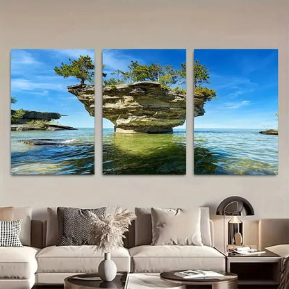 3pcs Lake Huron, Port Austin Michigan Metal Print Ready to Hang Art