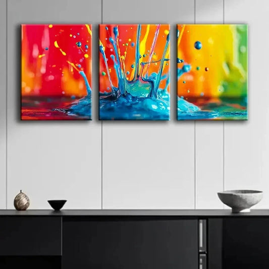 3pcs A Vibrant Explosion of Colors Perfect Wall Art Set Canvas Framed 60x90cm - High Quality Print 100% Australian Made Wall Canvas Ready to Hang
