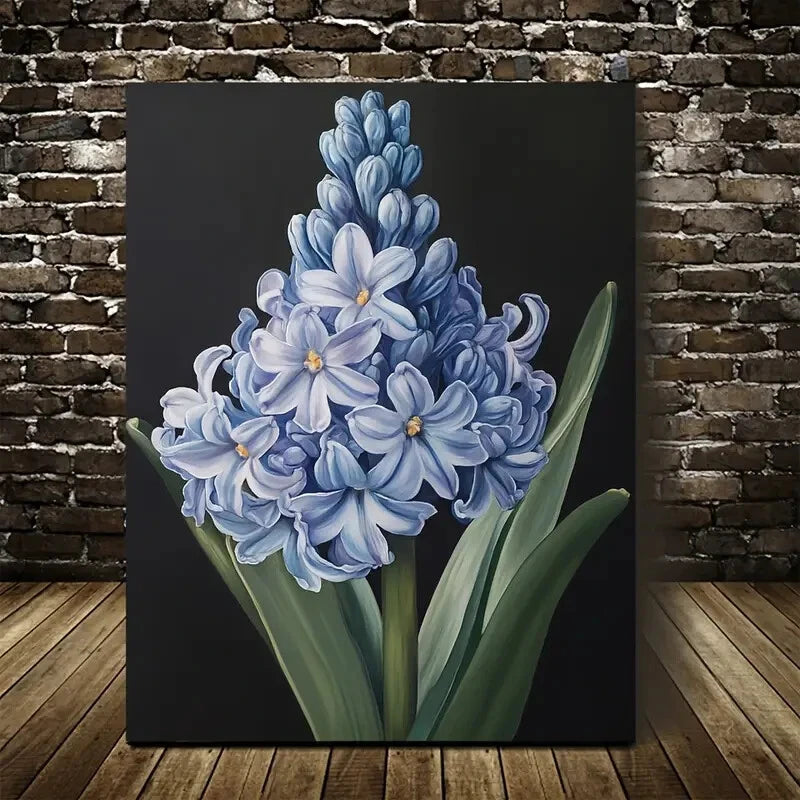 Beautiful Stunning Blue Hyacinth Flower Painting 40x60cm Metal Print Ready to Hang - Bella Home Decor