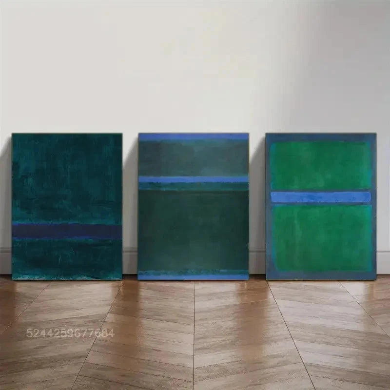 3pcs Abstract Wall Decor with Blue & Green Hues Metal Print Ready to Hang Art - Bella Home Decor