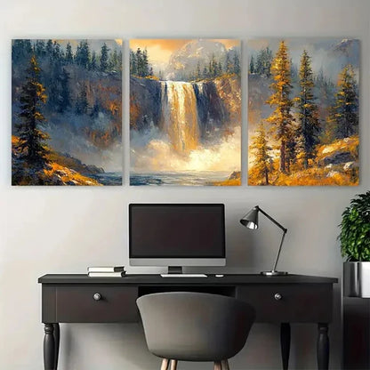 3pcs Yellowstone National Park Pine Trees Design Wall Art Canvas Unframed - High Quality Print 100% Australian Made Wall Canvas
