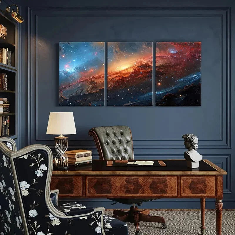 3pcs Galactic Landscape Cosmic Clouds Metal Print Ready to Hang Art - Bella Home Decor