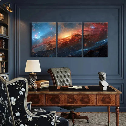 3pcs Galactic Landscape Cosmic Clouds Metal Print Ready to Hang Art - Bella Home Decor