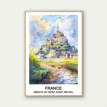 Abbaye Du Mont Saint France Castle Travel Poster Print Wall Art
