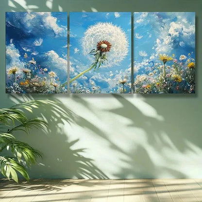 3pcs White Dandelion Floral Wall Art Set Canvas Unframed - High Quality Print 100% Australian Made Wall Canvas