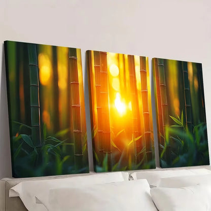 3pcs Zen Asian Style Bamboo Decor Wall Art Set Canvas Framed 40x60cm - High Quality Print 100% Australian Made Wall Canvas Ready to Hang