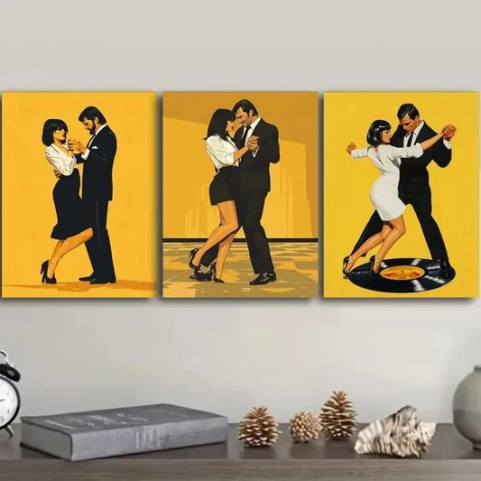 3pcs A Man Dancing with a Woman Wall Art Set Canvas Framed 40x60cm - High Quality Print 100% Australian Made Wall Canvas Ready to Hang