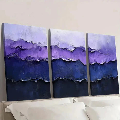 3pcs Minimalist Painting Purple Abstract VM Wall Art Set Canvas Unframed - High Quality Print 100% Australian Made Wall Canvas - Bella Home Decor