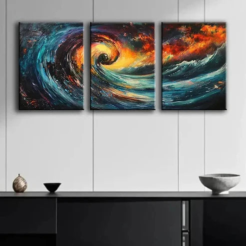 3pcs Colorful Swirling Vortex of Colors Perfect Wall Art Set Canvas Unframed - High Quality Print 100% Australian Made Wall Canvas - Bella Home Decor