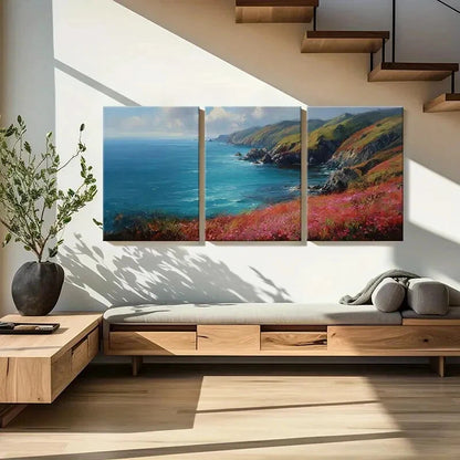 3pcs Coastal Landscape Vibrant Colors Ocean Waves Metal Print Ready to Hang Art - Bella Home Decor