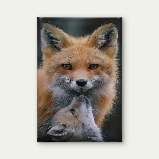 Fox And Cub in Close Bond 60x90cm Metal Print Ready to Hang