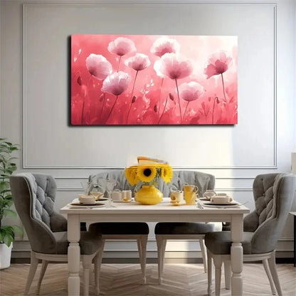 Pink And White Floral Design Wall Art Canvas Office Home Room Framed 120x60cm