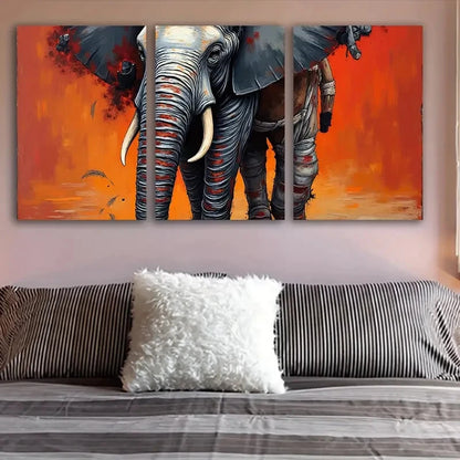 3pcs Elephant Artwork Wall Art Set Canvas Framed 40x60cm - High Quality Print 100% Australian Made Wall Canvas Ready to Hang
