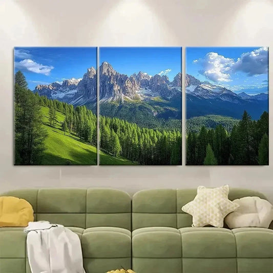 3pcs Italy Dolomite Majestic Mountain EI Wall Art Set Canvas Framed 50x70cm - High Quality Print 100% Australian Made Wall Canvas Ready to Hang