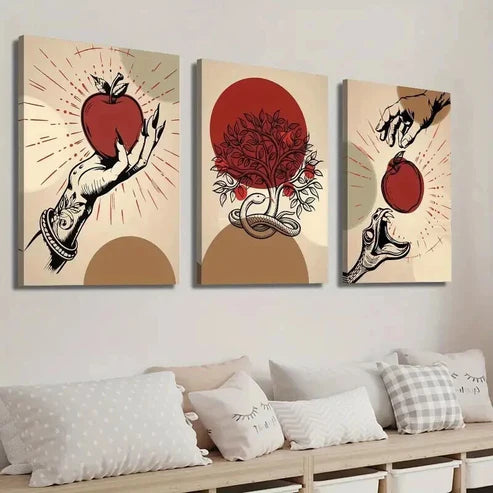 3pcs Abstract Plant and Tree Apple Tree  Wall Art Set Canvas Unframed - High Quality Print 100% Australian Made Wall Canvas - Bella Home Decor