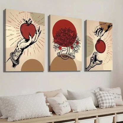3pcs Abstract Plant and Tree Apple Tree  Wall Art Set Canvas Unframed - High Quality Print 100% Australian Made Wall Canvas - Bella Home Decor