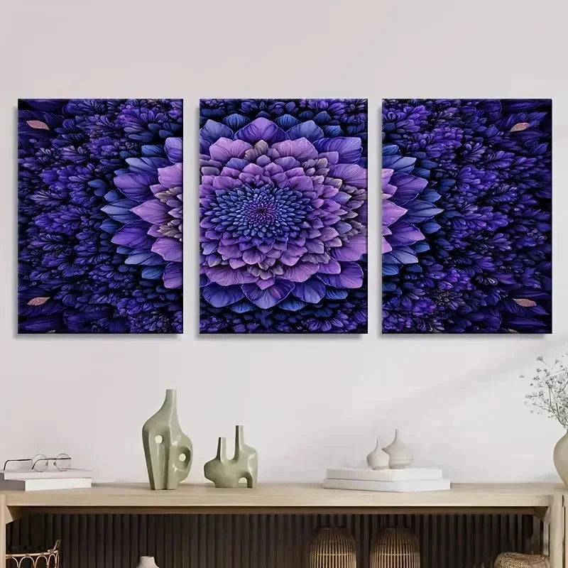 3pcs Mandala Abstract Flower Wall Art Set Canvas Framed 40x60cm - High Quality Print 100% Australian Made Wall Canvas Ready to Hang