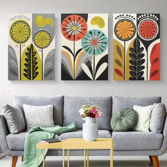 3pcs Abstract Beautiful Flowers Wall Art Set Canvas Framed 40x60cm - High Quality Print 100% Australian Made Wall Canvas Ready to Hang