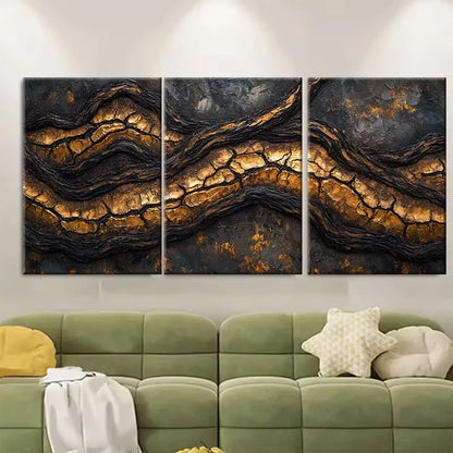 Black Brown Tree Bark, Deep Amber Golden Earth Tones
