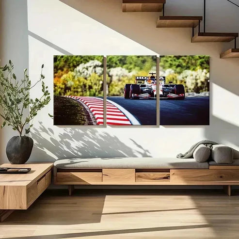 3pcs Formula One Racing Car Decoration Wall Art Set Canvas Unframed - High Quality Print 100% Australian Made Wall Canvas