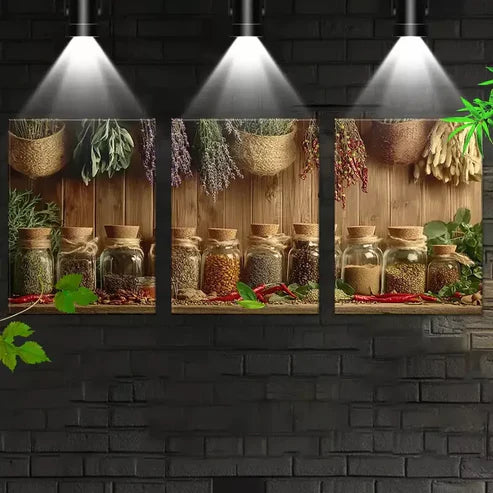 3pcs Rustic Touch with Country Spices And Herbs Canvas Unframed - High Quality Print 100% Australian Made Wall Canvas