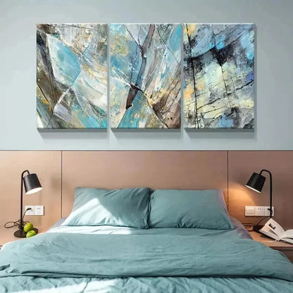 3pcs  Abstract Blue Marble Pattern Wall Art Set Canvas Framed 60x90cm - High Quality Print 100% Australian Made Wall Canvas Ready to Hang - Bella Home Decor