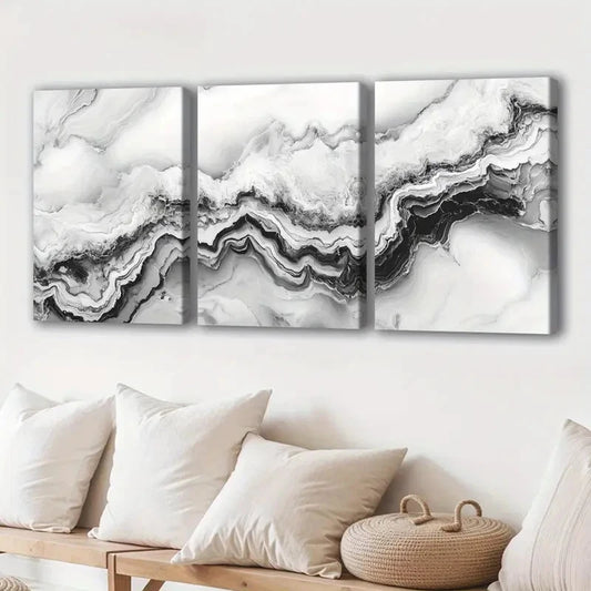 3pcs Marble Texture Canvas Framed 50x70cm - High Quality Print 100% Australian Made Wall Canvas Ready to Hang