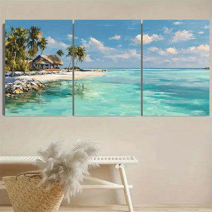 3pcs Maldives Travel Print Wall Art Set Canvas Framed 60x90cm - High Quality Print 100% Australian Made Wall Canvas Ready to Hang