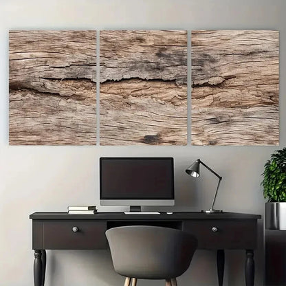 3pcs Soft Tone Modern Wooden Illustration Metal Print Ready to Hang Art - Bella Home Decor