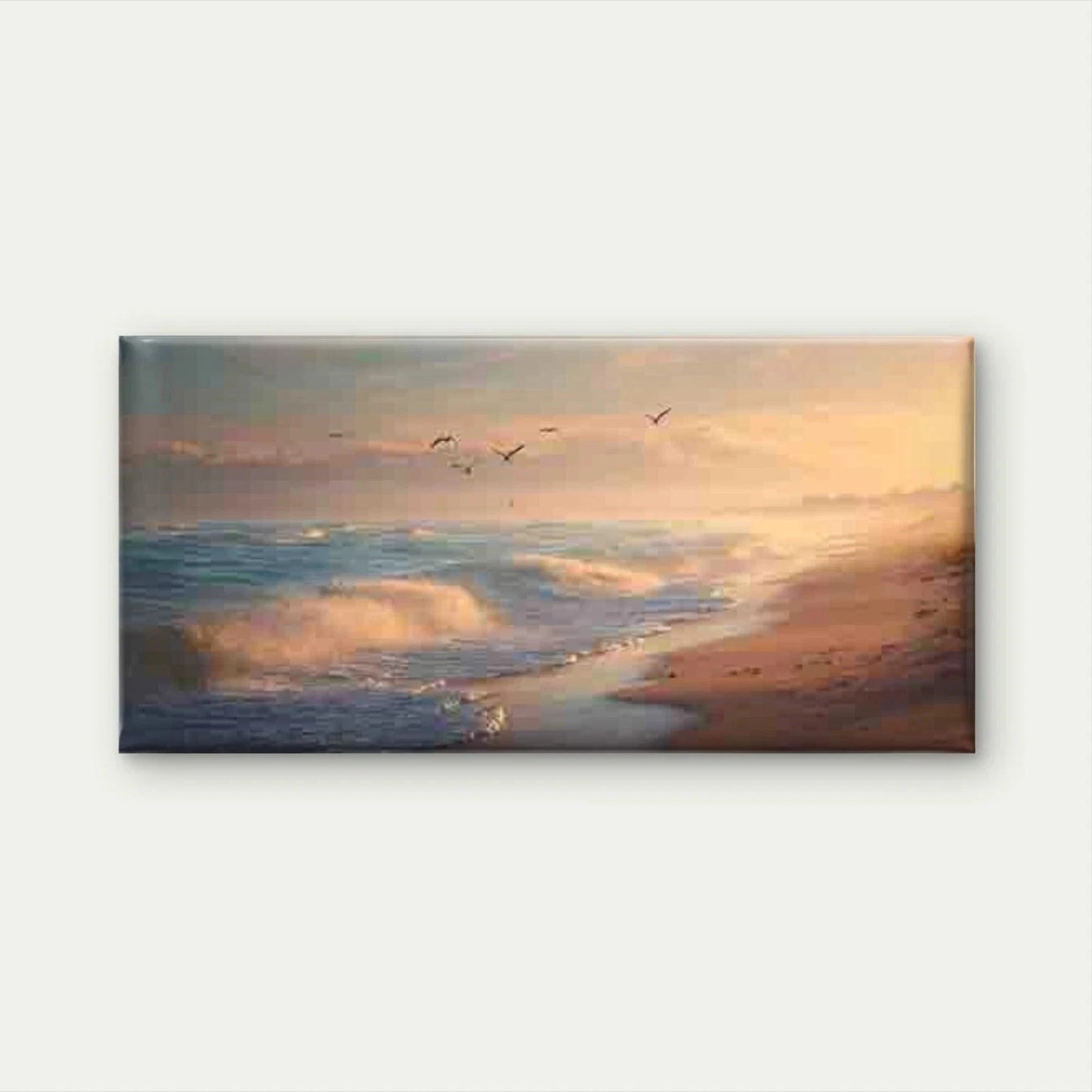 Abstract Blue Waves Wall Art Canvas Office Home Room Framed 120x60cm