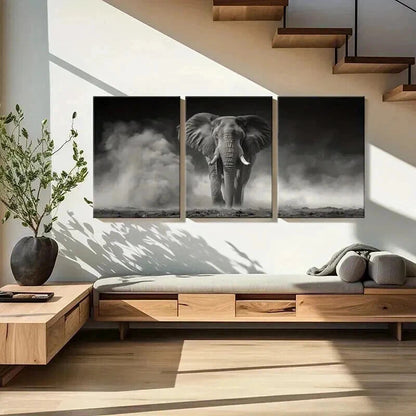 3pcs Majestic Elephant Stormy Sky Dramatic Metal Print Ready to Hang Art - Bella Home Decor