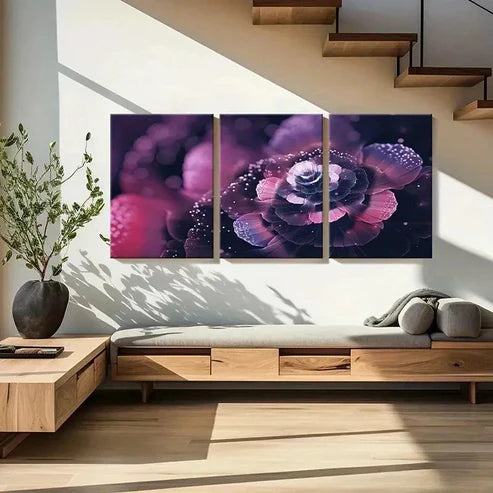 3pcs Fashion Theme Fractal Flower Abstract Wall Art Wall Art Canvas Unframed - High Quality Print 100% Australian Made Wall Canvas