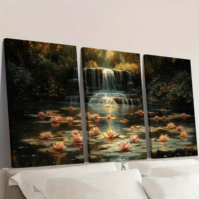 3pcs Magical Lily Pad Piano Art Piano LM  Wall Art Set Canvas Framed 40x60cm - High Quality Print 100% Australian Made Wall Canvas Ready to Hang - Bella Home Decor