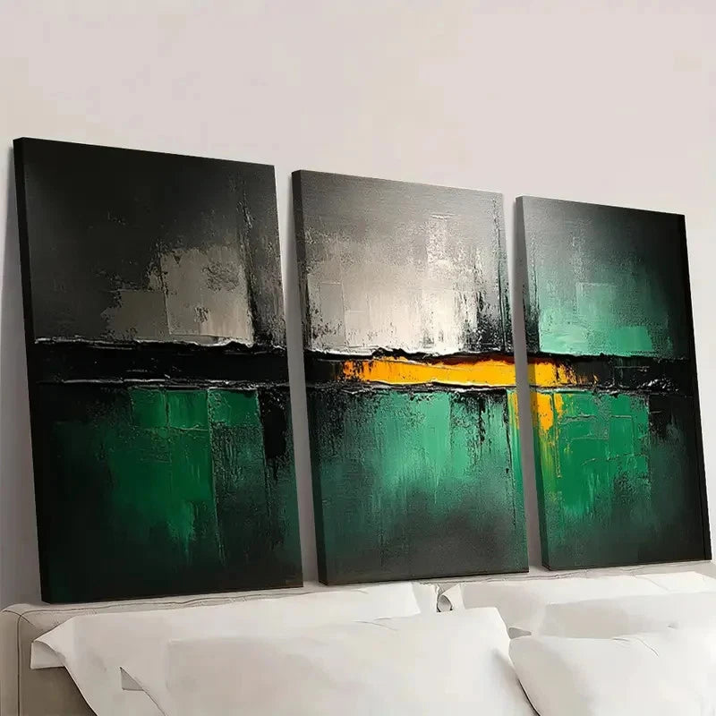 3pcs Black and Gray Textured Abstract FJN  Wall Art Set Canvas Framed 40x60cm - High Quality Print 100% Australian Made Wall Canvas Ready to Hang - Bella Home Decor