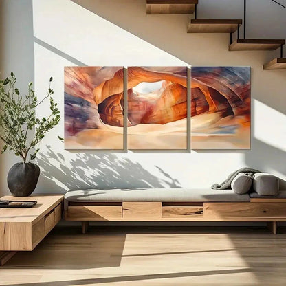 3pcs Abstract Antelope Canyon Nature Landscape Metal Print Ready to Hang Art - Bella Home Decor