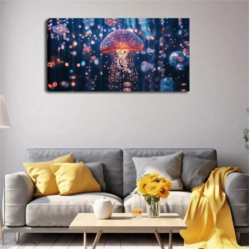 Modern And Simple Jellyfish Wall Art Canvas Office Home Room Framed 120x60cm - Bella Home Decor