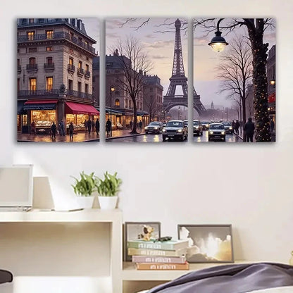 3pcs Eiffel Tower City View Wall Art Set Canvas Framed 60x90cm - High Quality Print 100% Australian Made Wall Canvas Ready to Hang - Bella Home Decor