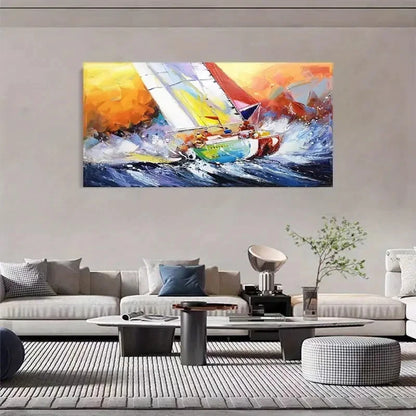 Abstract Sailing Ocean Décor Wall Art Canvas Office Home Room Framed 120x60cm
